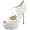 Elegante Spitze High Heel wasserdichte Plattform Damenschuhe Satinbänder Bankett Hochzeitsschuhe Mode Schuhe - Seite 1