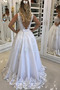 Spitze Elegante Ärmellos V-Ausschnitt Lange A Linie Hochzeitskleid - Seite 2