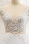 Natürliche Taille Bateau Illusionshülsen Spitzenüberlagerung Hochzeitskleid - Seite 5