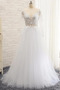 Natürliche Taille Bateau Illusionshülsen Spitzenüberlagerung Hochzeitskleid - Seite 1