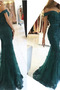 Meerjungfrau Rot Tau Schulter Natürliche Taille Lange Abendkleid - Seite 2