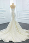 Trägerlos Meerjungfrau Bördeln Ärmellos Natürliche Taille Hochzeitskleid - Seite 5