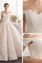 Kurze Ärmel Winter Luxuriös Schnüren Drapiert Spitzenüberlagerung Brautkleid - Seite 6