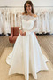 Lange Ärmel A Linie Reißverschluss Natürliche Taille Hochzeitskleid - Seite 1
