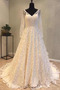 Fallen Natürliche Taille V-Ausschnitt Illusionshülsen Hochzeitskleid - Seite 1