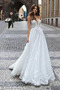 Lange romantische V-Ausschnitt Birne Natürliche Taille Hochzeitskleid - Seite 1