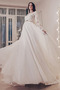 Lange Ärmel Schnüren Halle Formalen Drapiert Fegen zug Hochzeitskleid - Seite 3