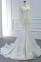 Meerjungfrau Schnüren Fegen zug Sexy Illusionshülsen Hochzeitskleid - Seite 4