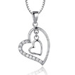 Heart-shaped Frauen kurze Intarsien Diamant Halskette & Anhänger Silber