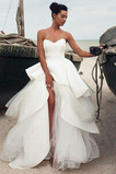 Birne A Linie Draussen Asymmetrisch Natürliche Taille Hochzeitskleid