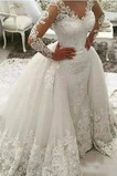 Lange Ärmel Klassisch Spitzenüberlagerung Winter Hochzeitskleid