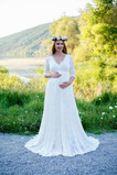 Mutterschaft Reißverschluss v-Hals Reich Illusionshülsen Brautkleid