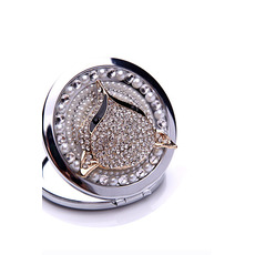 Bestnote doppelseitige Charme Folding Inlaid diamond Business kleine Spiegel & Kamm