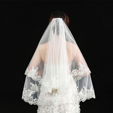 Hochzeitsschleier eleganter kurzer Schleier echter Fotoschleier eine Schicht weißer Elfenbein Brautschleier