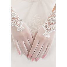 Weiß Volle finger Bördeln Sommer Dekoration Geeignete Hochzeit Handschuhe