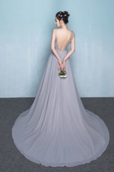Ärmellos V-Ausschnitt Elegante Natürliche Taille Brautjungfernkleid