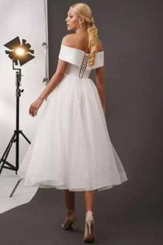 Ausverkauf Natürliche Taille Drapiert Organza Hochzeitskleid