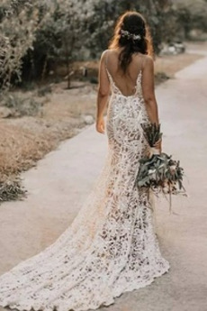 Natürliche Taille Tiefer V-Ausschnitt Elegante Hochzeitskleid