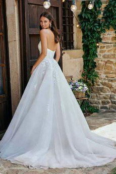 Ausverkauf romantische Drapiert Draussen Ärmellos Hochzeitskleid