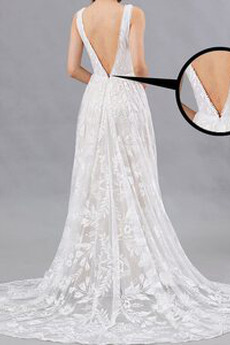 Ausverkauf V-Ausschnitt Ärmellos Tiefer V-Ausschnitt Hochzeitskleid