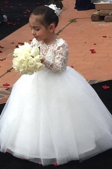Spitzenüberlagerung T Hemd Hochzeit Reißverschluss Kleine Mädchen Kleid