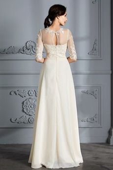Appliques Juwel Elegante Länge des Bodens Spitze Hochzeitskleid