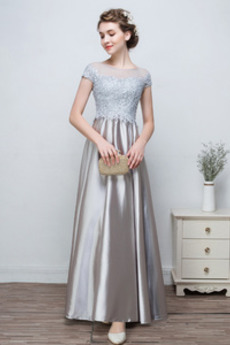 Natürliche Taille Kurze Ärmel A Linie Luxuriöse Brautjungfer Kleid