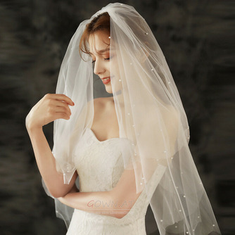 Einfache Hochzeitsschleier Braut Hochzeit Kopfschmuck Foto Studio Foto Schleier Doppelbestellung Perlenschleier - Seite 5