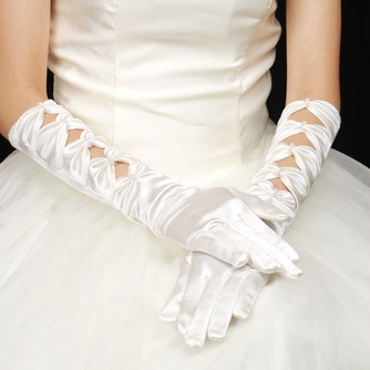 Warm Satin Volle finger Herbst Geeignete Weiß Hochzeit Handschuhe - Seite 1