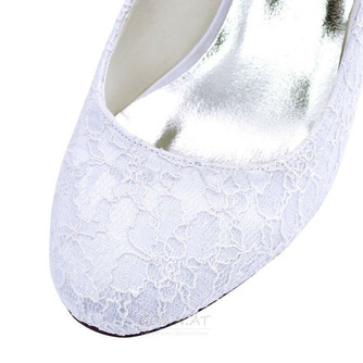 Weiße Spitze dicke Ferse Hochzeitsschuhe runde Zehen High Heel Hochzeitsschuhe Brautjungfer Schuhe - Seite 4