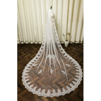 Einschichtiger Spitzenschleier Hochzeitszubehör Braut weißer Elfenbeinschleier mit Metallhaarkammschleier - Seite 2