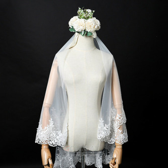 Hochzeitsschleier eleganter kurzer Schleier echter Fotoschleier eine Schicht weißer Elfenbein Brautschleier - Seite 2