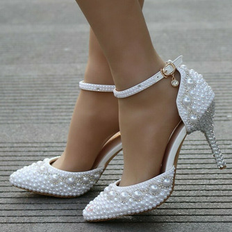 Sandalen mit hohen Absätzen Perlen Strass Sandalen weiße Hochzeitsschuhe - Seite 1
