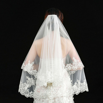 Hochzeitsschleier eleganter kurzer Schleier echter Fotoschleier eine Schicht weißer Elfenbein Brautschleier - Seite 1