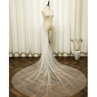 Perlen-Brautschleier großer nachlaufender Brautschleier mit Haarkamm aus glattem Garn 3 Meter lang - Seite 3