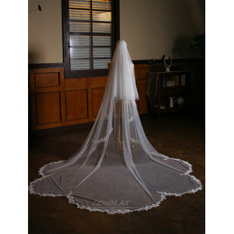 Brautschleier einfacher Schweifschleier Spitze bedeckt Hochzeitsschleier - Seite 5