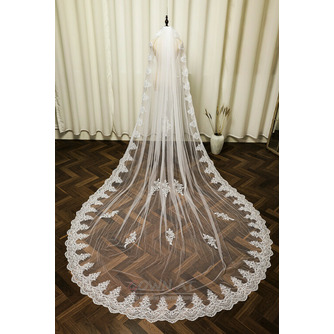 Einschichtiger Spitzenschleier Hochzeitszubehör Braut weißer Elfenbeinschleier mit Metallhaarkammschleier - Seite 3