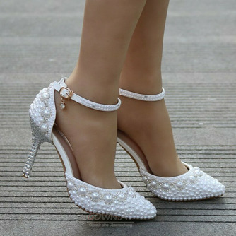 Sandalen mit hohen Absätzen Perlen Strass Sandalen weiße Hochzeitsschuhe - Seite 4