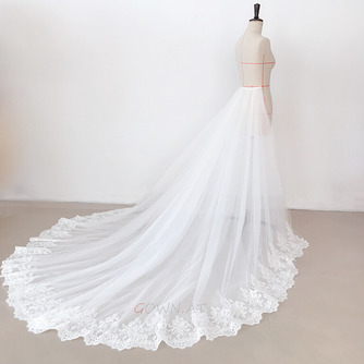 Abnehmbares Hochzeitskleid Tüllrock Abnehmbares Spitzenkleid mit langschwänzigem Gaze-Zug - Seite 1