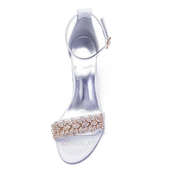 Große Sandalen mit dicken Absätzen, hochhackige Hochzeitsschuhe für Damen aus Satin und Strass - Seite 2