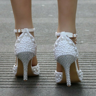 Sandalen mit hohen Absätzen Perlen Strass Sandalen weiße Hochzeitsschuhe - Seite 2