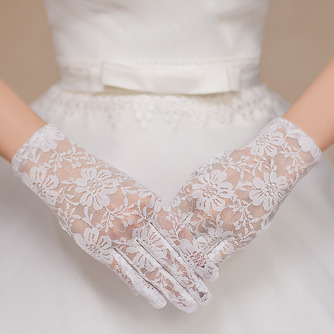 Weiß Spitze Spitze Kurze Dünne multifunktionale Hochzeit Handschuhe - Seite 1