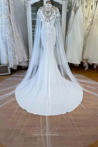 Tüll einfache Fegen zug Trägerlos Meerjungfrau Hochzeitskleid - Seite 2