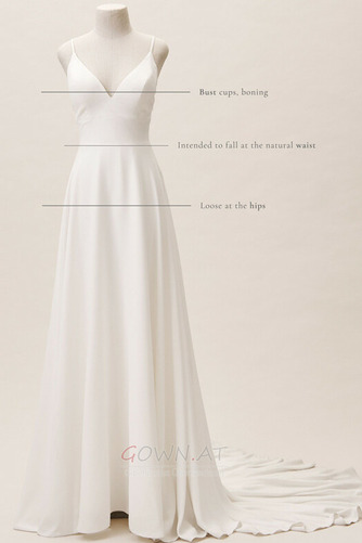 V-Ausschnitt Reißverschluss Ärmellos Sommer Draussen Hochzeitskleid - Seite 4
