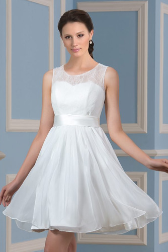 Elegante A Linie Trichter Natürliche Taille Chiffon Hochzeitskleid - Seite 1