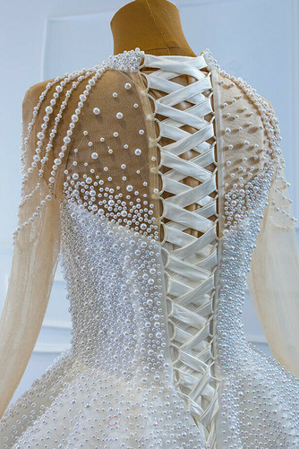 Luxuriös Trichter A Linie Perlen Länge des Bodens Hochzeitskleid - Seite 12