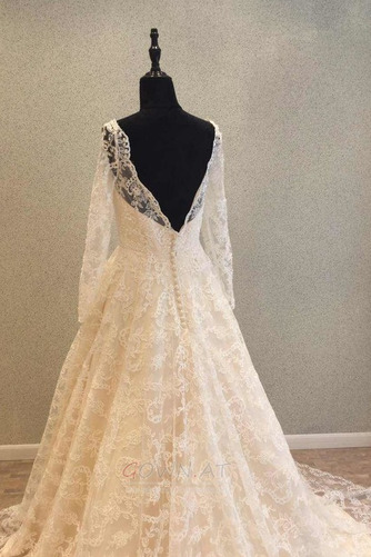 Fallen Natürliche Taille V-Ausschnitt Illusionshülsen Hochzeitskleid - Seite 4