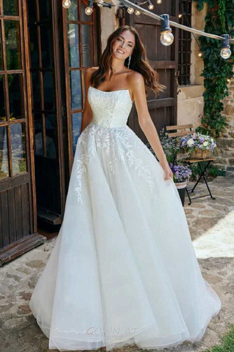 Ausverkauf romantische Drapiert Draussen Ärmellos Hochzeitskleid - Seite 1
