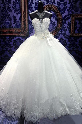 Natürliche Taille Schatz Kugel-Kleid Kristall Tüll Brautkleid - Seite 1