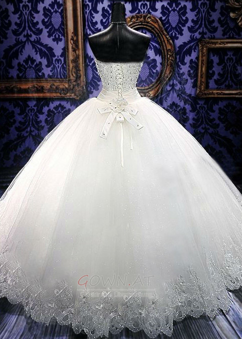 Natürliche Taille Schatz Kugel-Kleid Kristall Tüll Brautkleid
